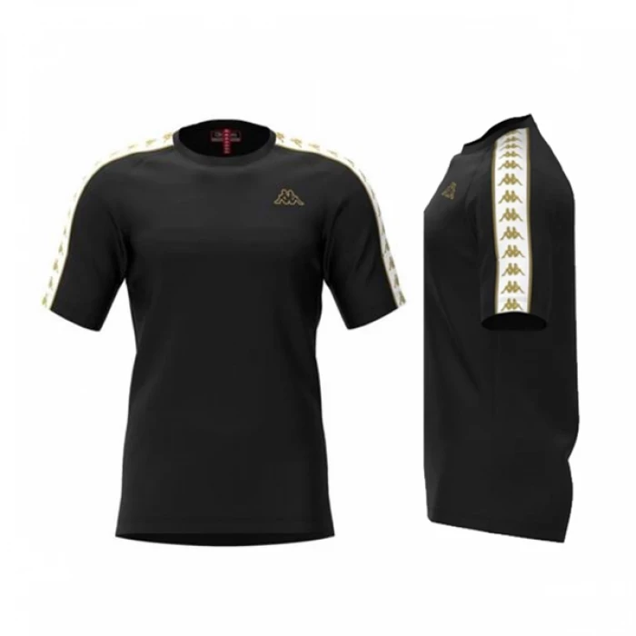 Kappa - T-shirt Banda Coen Slim Nera / Oro / Bianca MC