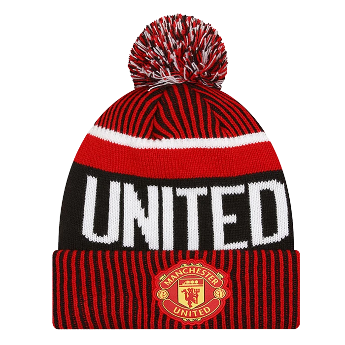 New Era - Manchester United Red Black Bobble Beanie Hat