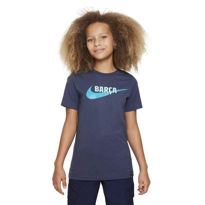 Nike - JUNIOR Barcellona Swoosh T-Shirt Blu Navy Official 2023 / 24